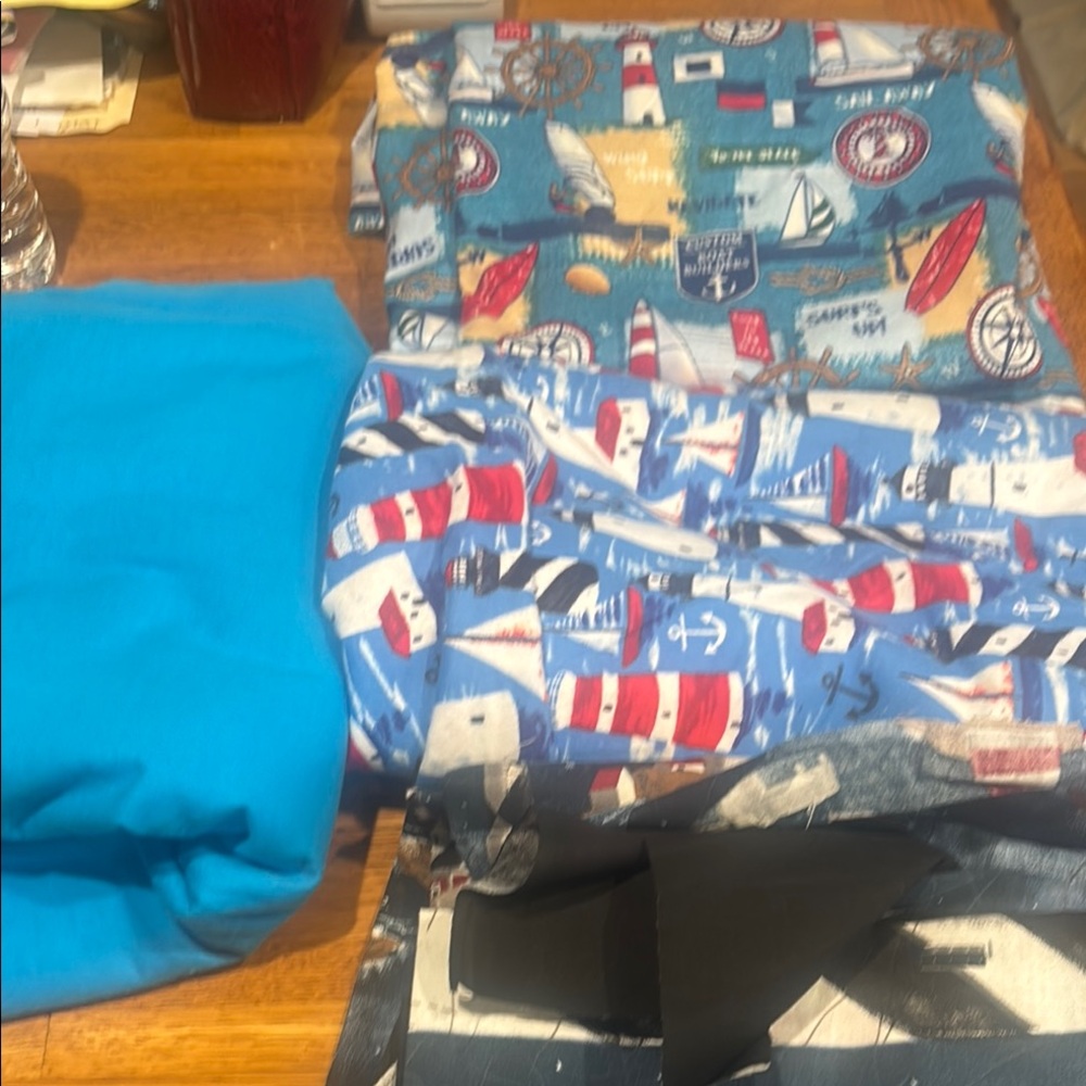 Nautical Themed Fabric Set - Blue and Red